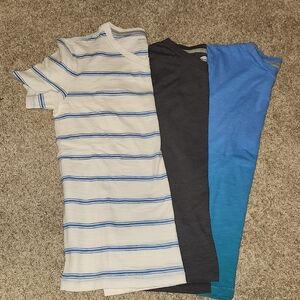 Set of Three T-Shirts - Striped, Black, and Blue